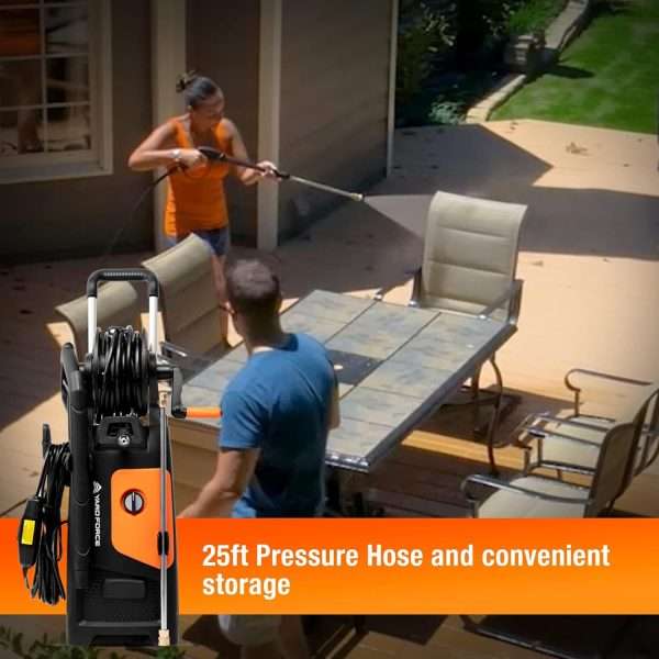 Yard Force Pressure Washer Electric Powered EW U20 - 2000 PSI 2.3 GPM Power Washer with Hose Reel, Portable Washer with 4 Quick Connect Nozzles & 25 FT Hose for Cars, Fences, Patios - Image 5