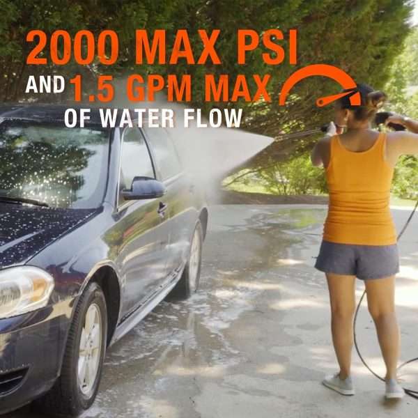 Yard Force Pressure Washer Electric Powered EW U20 - 2000 PSI 2.3 GPM Power Washer with Hose Reel, Portable Washer with 4 Quick Connect Nozzles & 25 FT Hose for Cars, Fences, Patios - Image 3