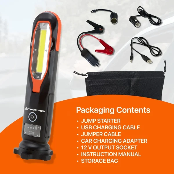 Yard Force Innovative Jump Starter Powerbank LX JS12 Set, 12,000 mAh, Portable Emergency Starter - Image 3
